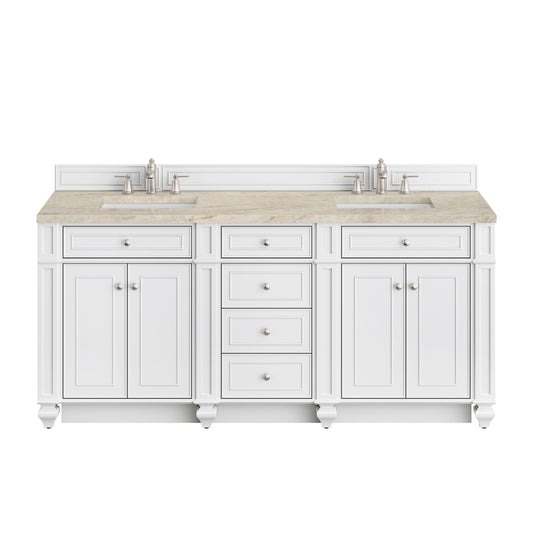 James Martin Vanities Bristol 72" Bright White Double Vanity With 3 CM Tajnar Eclos Top