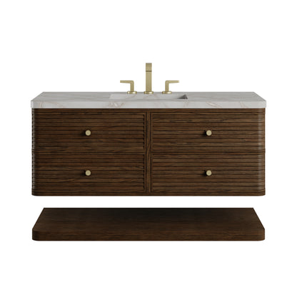 James Martin Vanities Allamari 48" Sable Single Vanity With 3 CM Victorian Silver Silestone Top