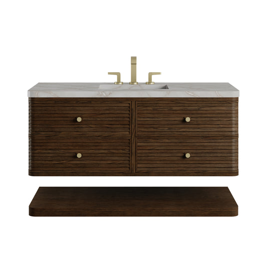 James Martin Vanities Allamari 48" Sable Single Vanity With 3 CM Victorian Silver Silestone Top
