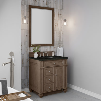 James Martin Vanities Bristol 30" Whitewashed Walnut Single Vanity With 3 CM Phantome Eclos Top