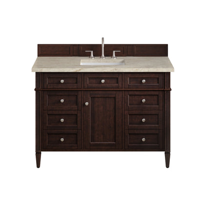 James Martin Vanities Brittany 48" Burnished Mahogany Single Vanity With 3 CM Tajnar Eclos Top