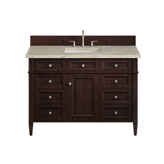 James Martin Vanities Brittany 48" Burnished Mahogany Single Vanity With 3 CM Tajnar Eclos Top