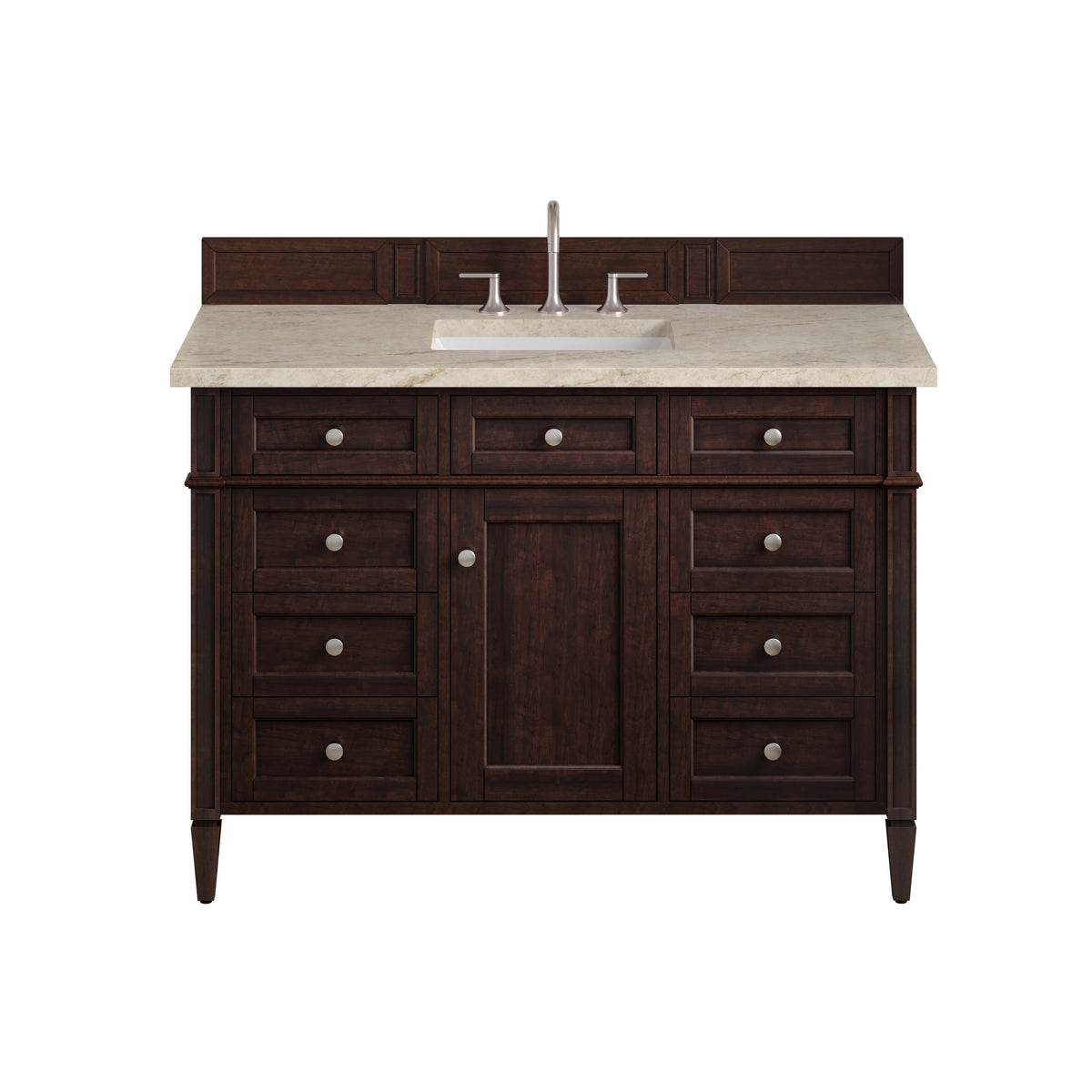 James Martin Vanities Brittany 48" Burnished Mahogany Single Vanity With 3 CM Tajnar Eclos Top and FreePower Wireless Charger