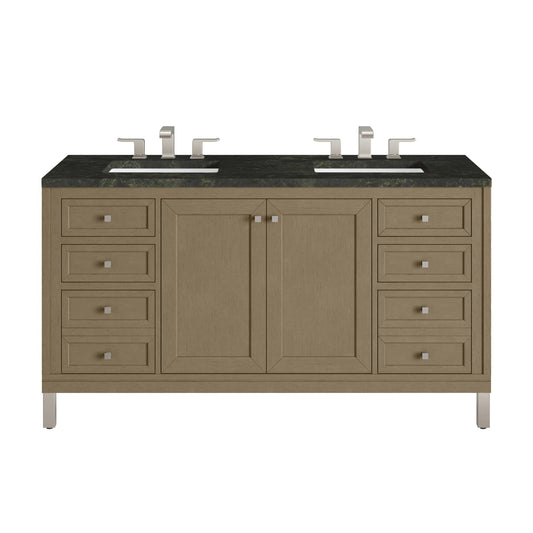 James Martin Vanities Chicago 60" Walnut Whisper Double Vanity With 3 CM Phantome Eclos Top