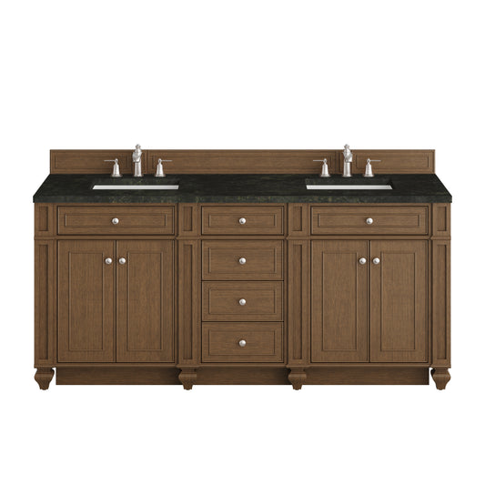 James Martin Vanities Bristol 72" Saddle Brown Double Vanity With 3 CM Phantome Eclos Top