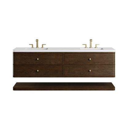 James Martin Vanities Allamari 72" Sable Double Vanity With 3 CM White Zeus Silestone Top