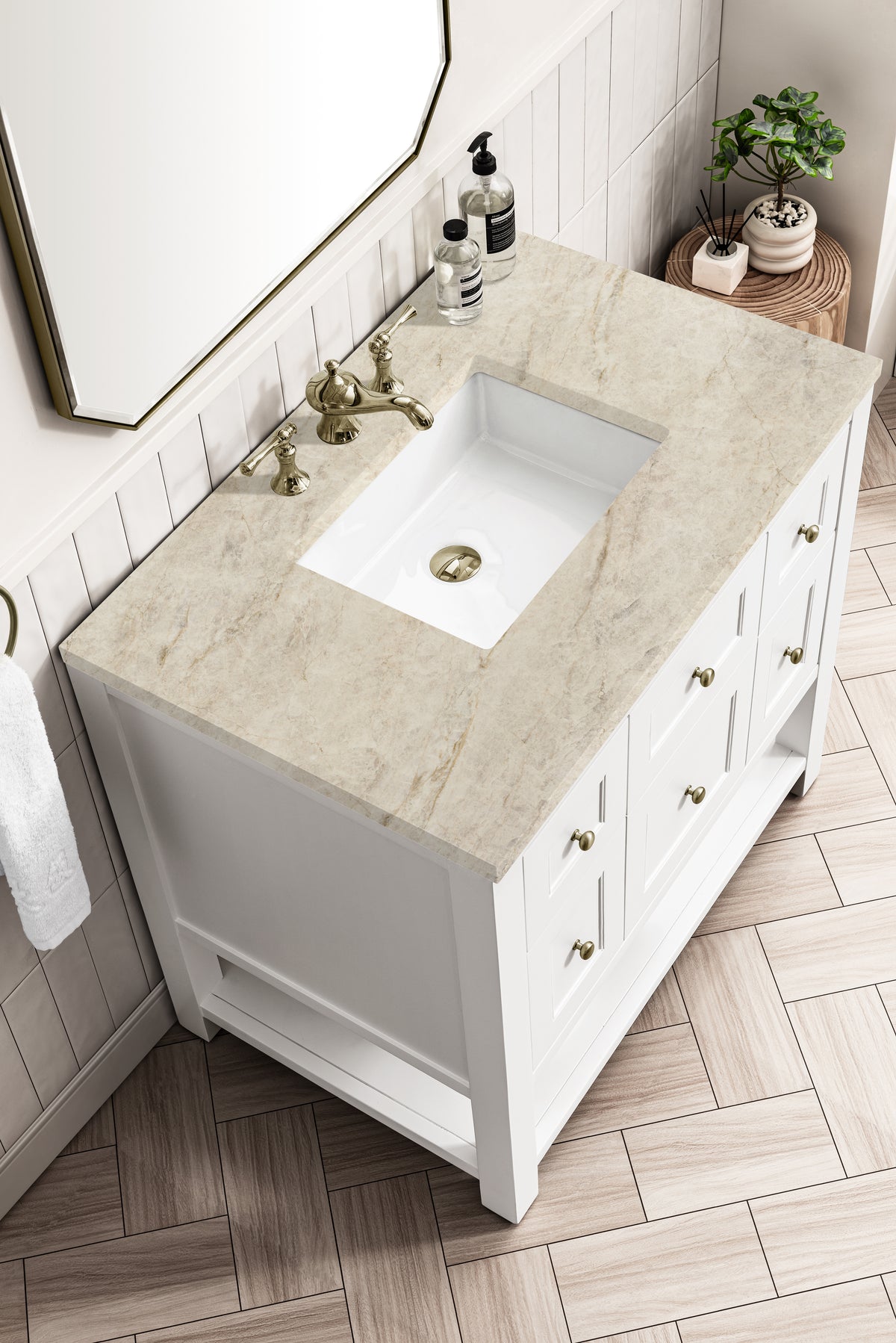 James Martin Vanities Breckenridge 36" Bright White Single Vanity With 3cm Tajnar Eclos Top