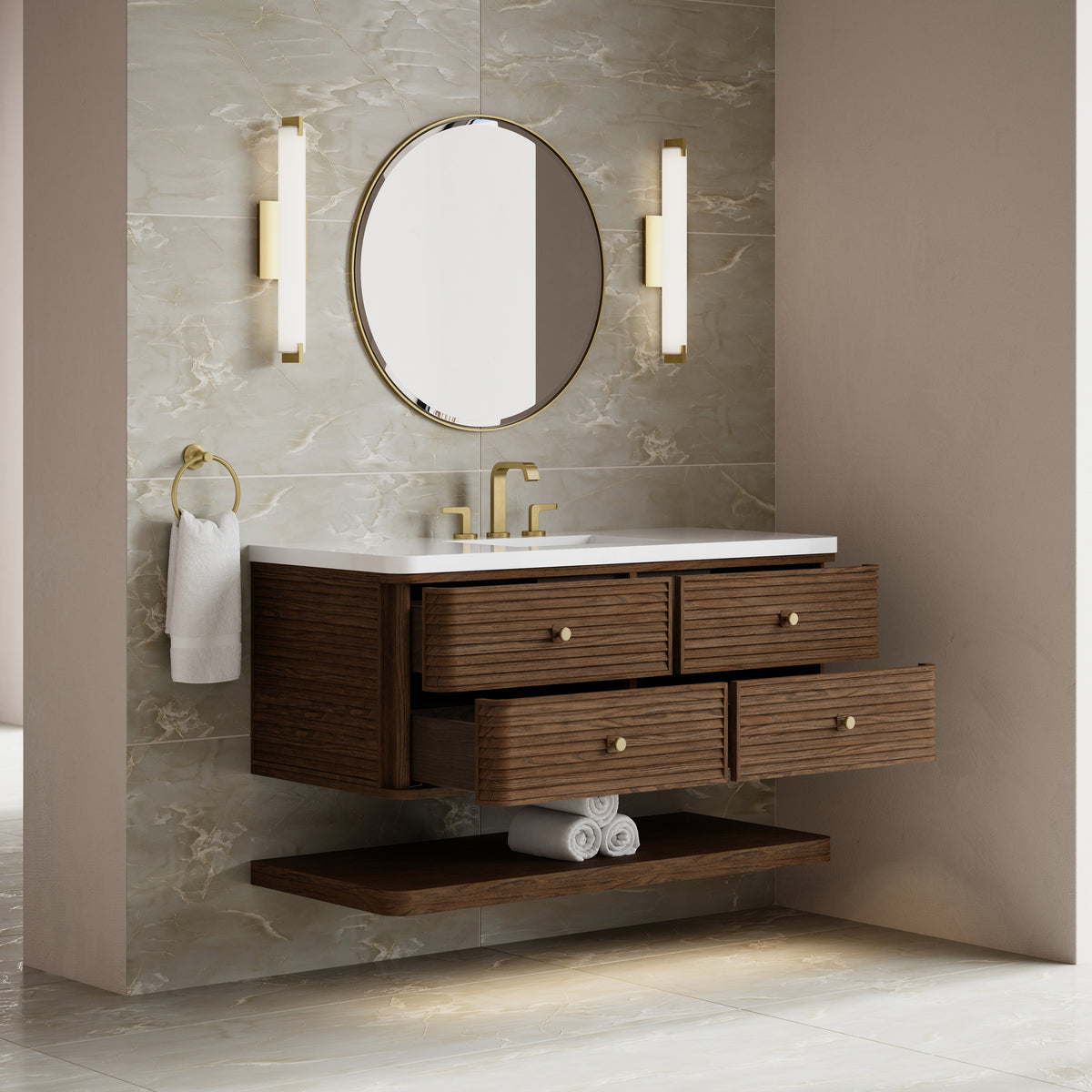 James Martin Vanities Allamari 48" Sable Single Vanity With 3 CM White Zeus Silestone Top