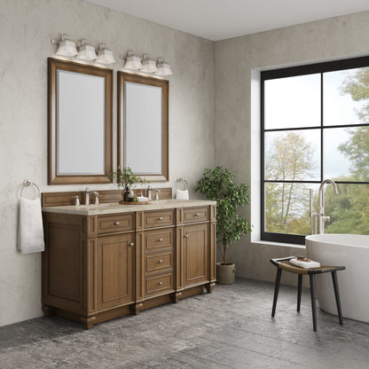 James Martin Vanities Bristol 60" Saddle Brown Double Vanity With 3 CM Tajnar Eclos Top