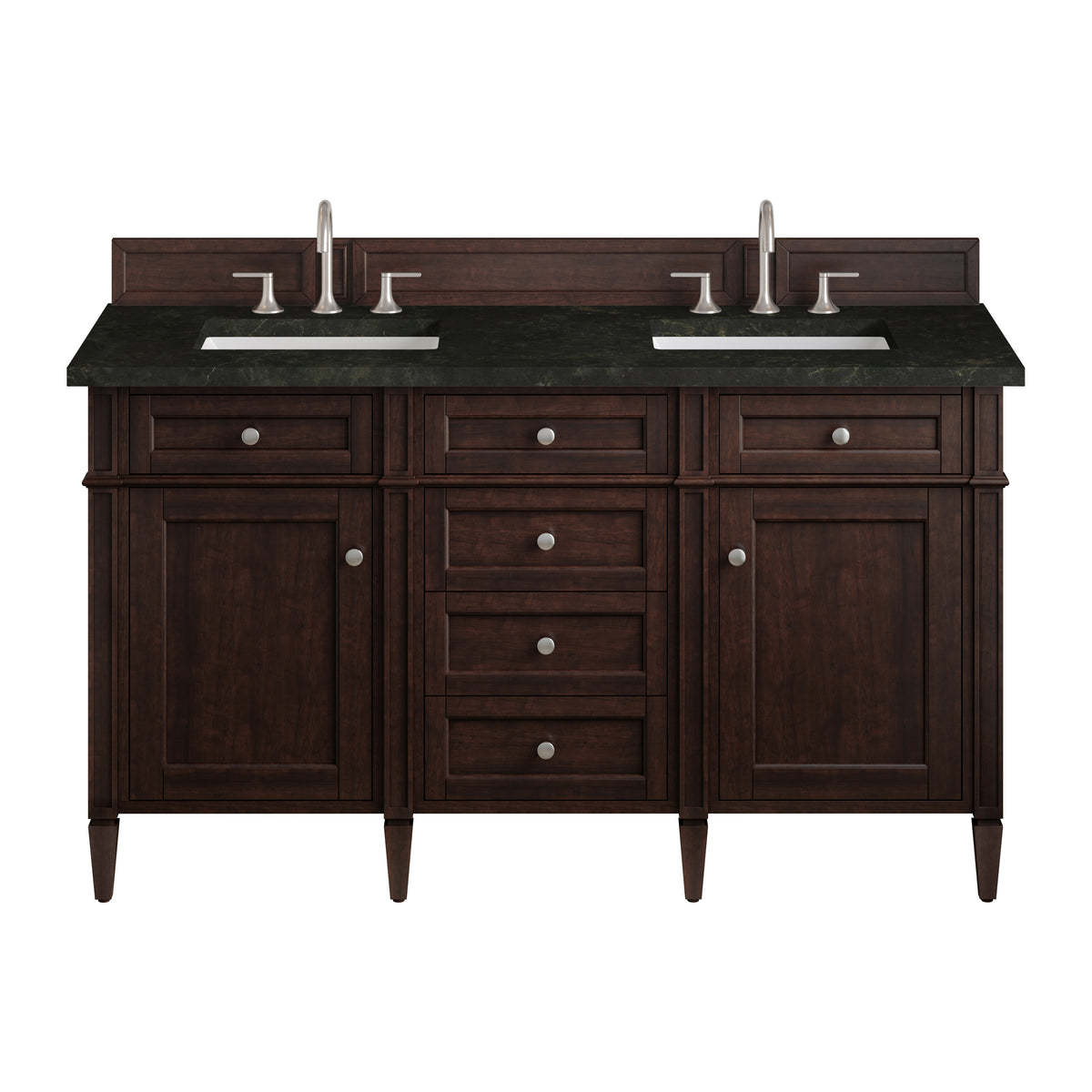 James Martin Vanities Brittany 60" Burnished Mahogany Double Vanity With 3 CM Phantome Eclos Top