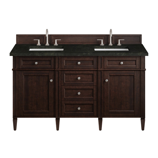 James Martin Vanities Brittany 60" Burnished Mahogany Double Vanity With 3 CM Phantome Eclos Top
