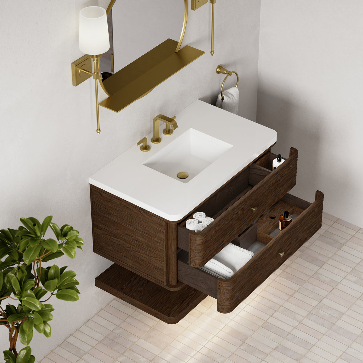 James Martin Vanities Allamari 36" Sable Single Vanity With 3 CM White Zeus Silestone Top