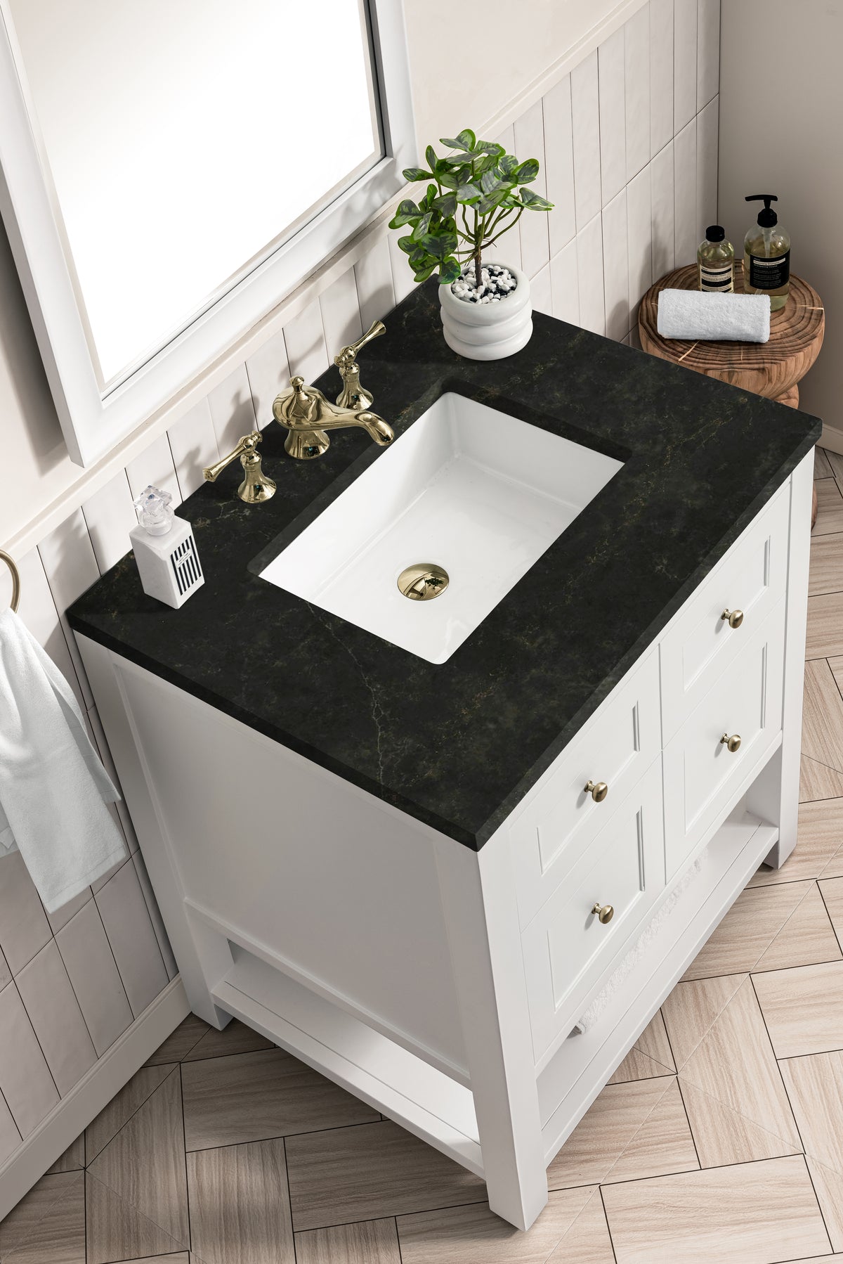 James Martin Vanities Breckenridge 30" Bright White Single Vanity With 3cm Phantome Eclos Top