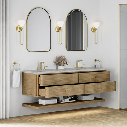 James Martin Vanities Allamari 72" Dune Mist Double Vanity With 3 CM Victorian Silver Top and FreePower Wireless Charger