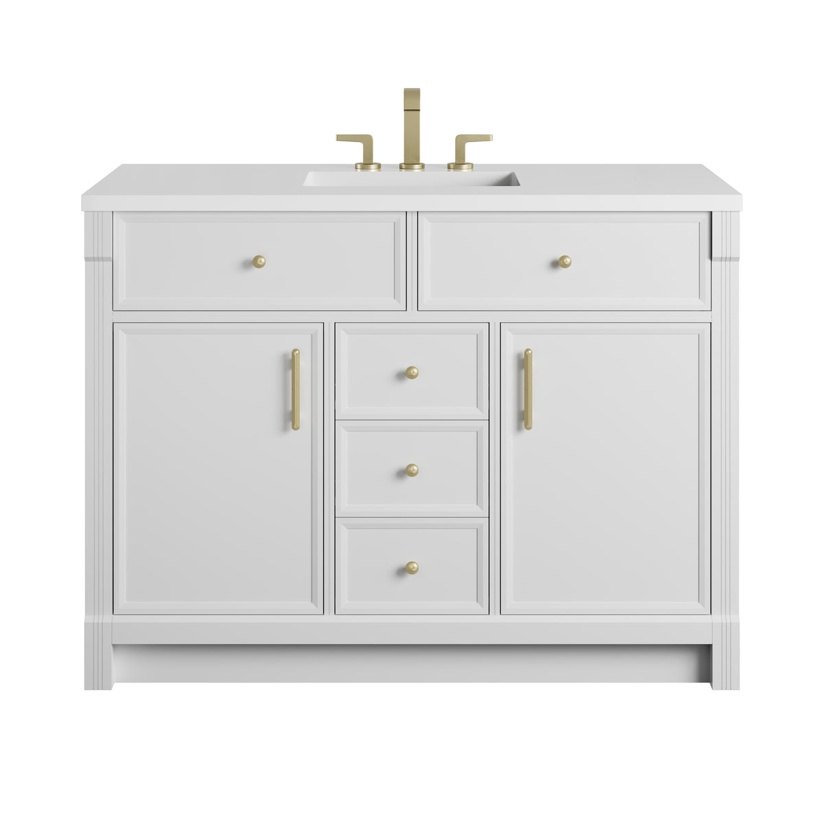 James Martin Vanities Bellshire 48" Bright White Single Vanity With 3 CM White Zeus Silestone Top