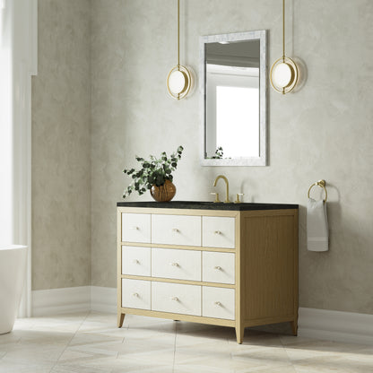 James Martin Vanities Celeste 48" Sunwashed Oak with Embossed Shagreen Single Vanity With 3 CM Phantome Eclos Top