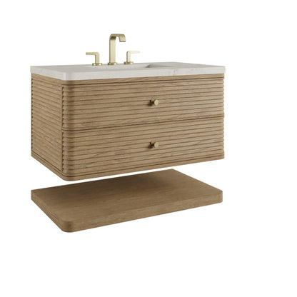 James Martin Vanities Allamari 36" Dune Mist Single Vanity With 3 CM Siberian Silestone Top