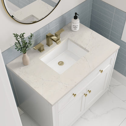 James Martin Vanities Chicago 36" Glossy White Single Vanity With 3 CM Siberian Silestone Top