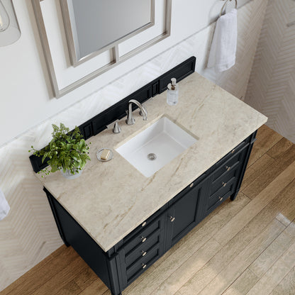 James Martin Vanities Brittany 48" Black Onyx Single Vanity With 3 CM Tajnar Eclos Top