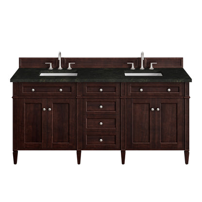 James Martin Vanities Brittany 72" Burnished Mahogany Double Vanity With 3 CM Phantome Eclos Top