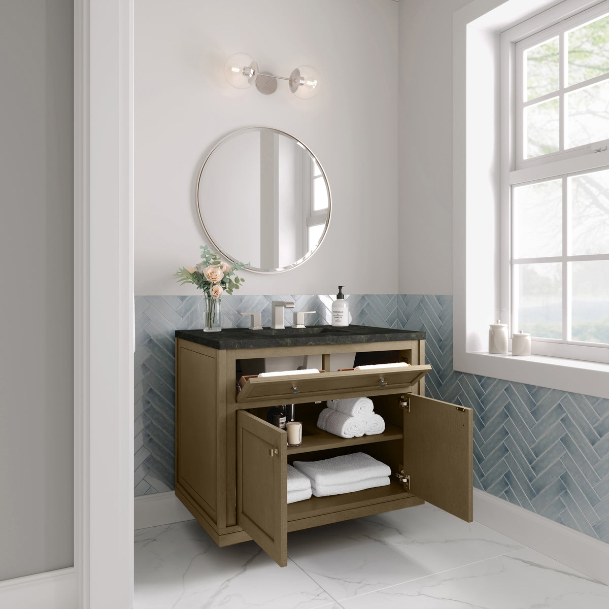 James Martin Vanities Chicago 36" Walnut Whisper Single Vanity With 3 CM Phantome Eclos Top