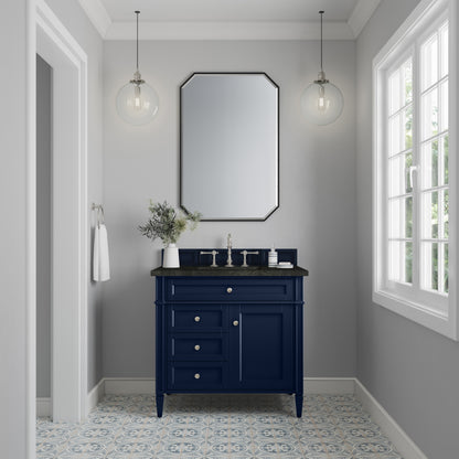 James Martin Vanities Brittany 36" Victory Blue Single Vanity With 3 CM Phantome Eclos Top