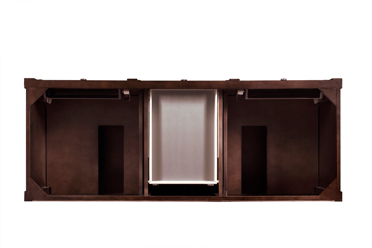 James Martin Vanities Brittany 60" Burnished Mahogany Double Vanity With 3 CM Siberian Silestone Top and FreePower Wireless Charger