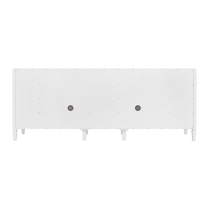 James Martin Vanities Brittany 84" Bright White Double Vanity With 3 CM Eternal Jasmine Pearl Top and FreePower Wireless Charger