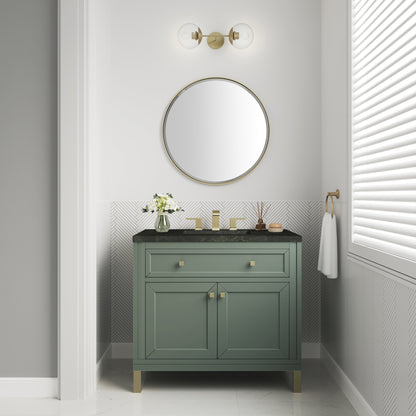 James Martin Vanities Chicago 36" Smokey Celadon Single Vanity With 3 CM Phantome Eclos Top