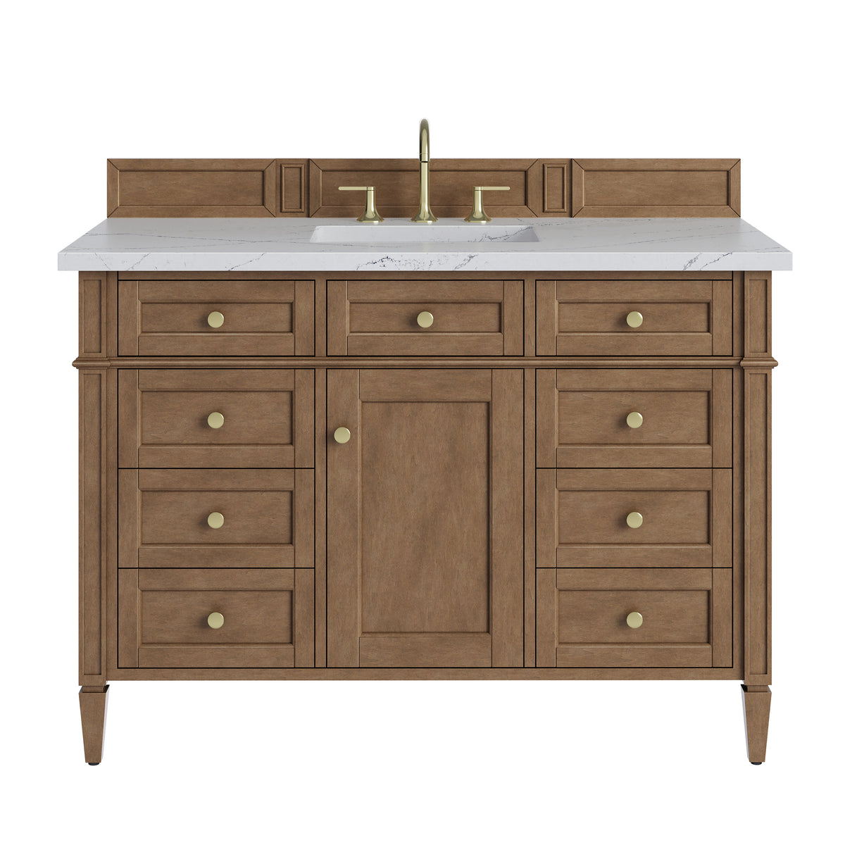 James Martin Vanities Brittany 48" Pecan Single Vanity With 3 CM Ethereal Noctis Silestone Top