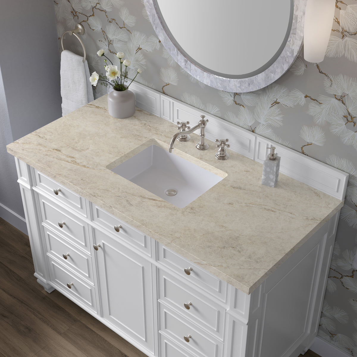 James Martin Vanities Bristol 48" Bright White Single Vanity With 3 CM Tajnar Eclos Top