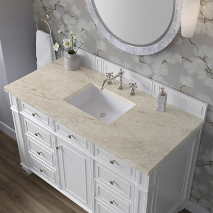 James Martin Vanities Bristol 48" Bright White Single Vanity With 3 CM Tajnar Eclos Top