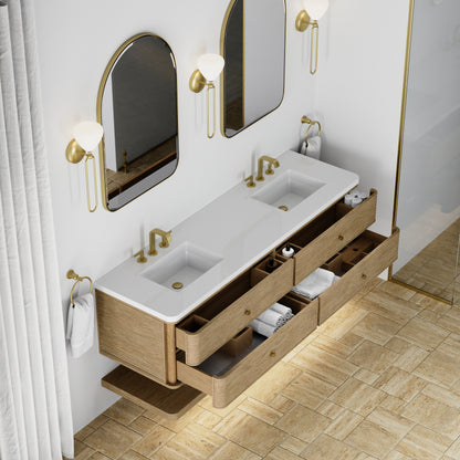 James Martin Vanities Allamari 72" Dune Mist Double Vanity With 3 CM White Zeus Silestone Top