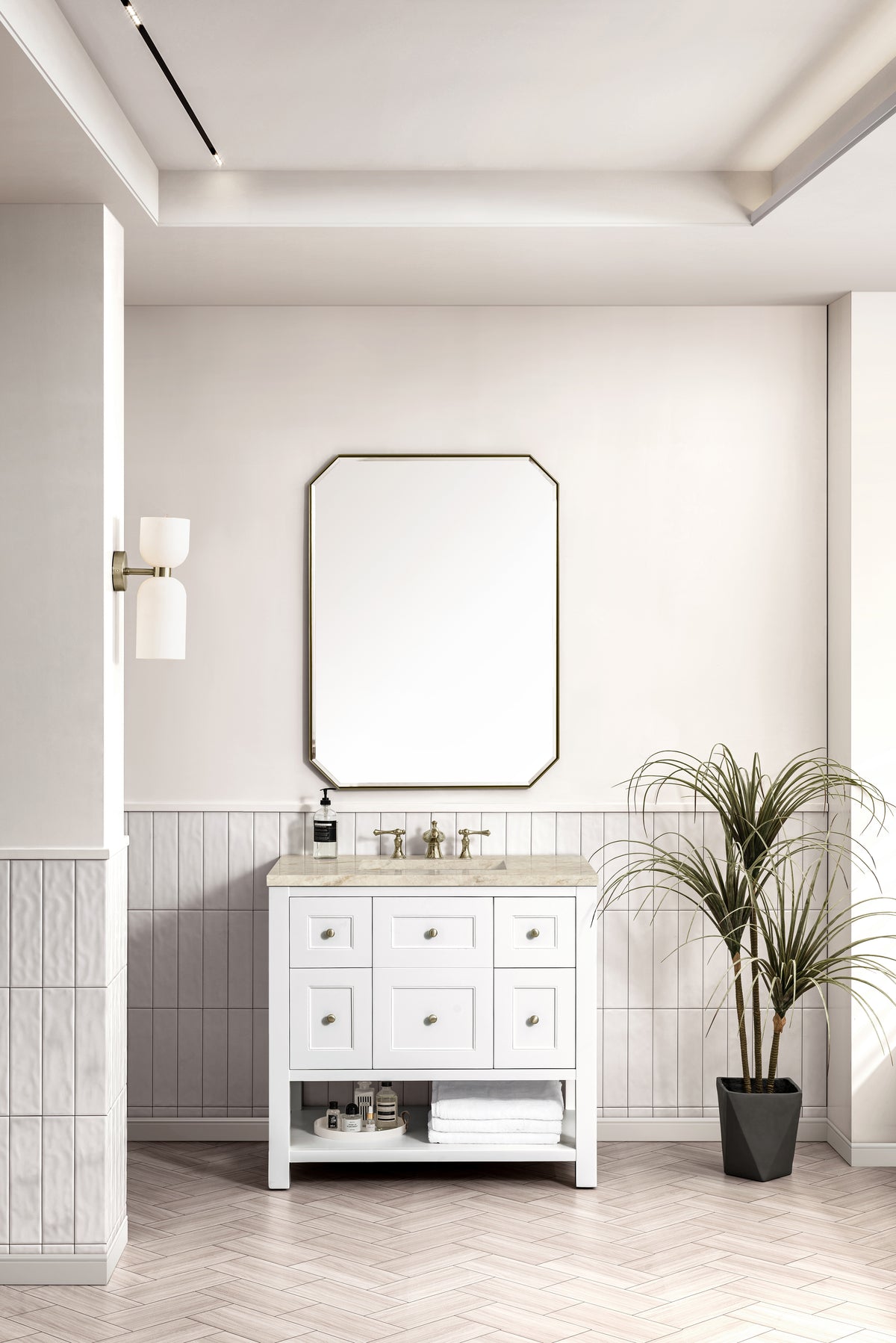 James Martin Vanities Breckenridge 36" Bright White Single Vanity With 3cm Tajnar Eclos Top