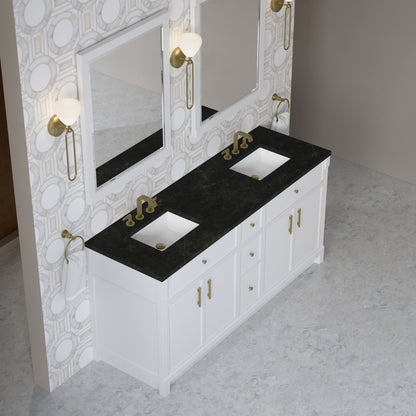 James Martin Vanities Bellshire 72" Bright White Double Vanity With 3 CM Phantome Eclos Top