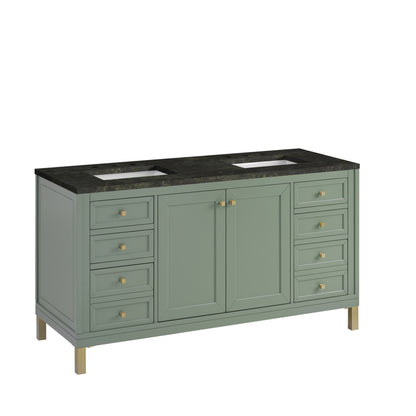 James Martin Vanities Chicago 60" Smokey Celadon Double Vanity With 3 CM Phantome Eclos Top