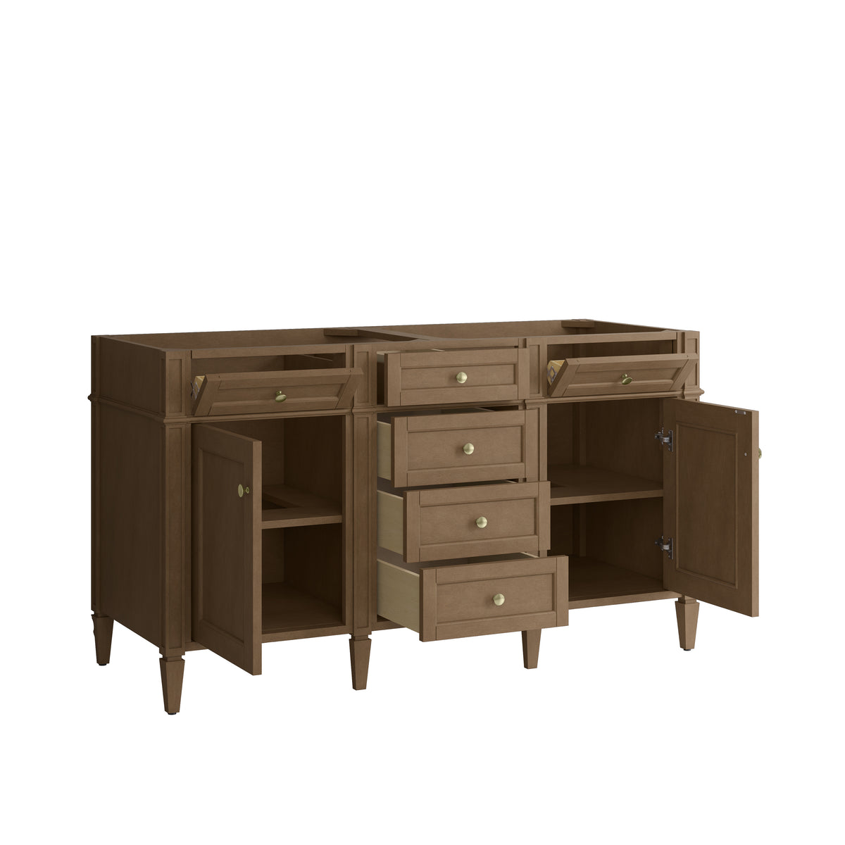 James Martin Vanities Brittany 60" Pecan Double Vanity With 3 CM Lime Delight Silestone Top