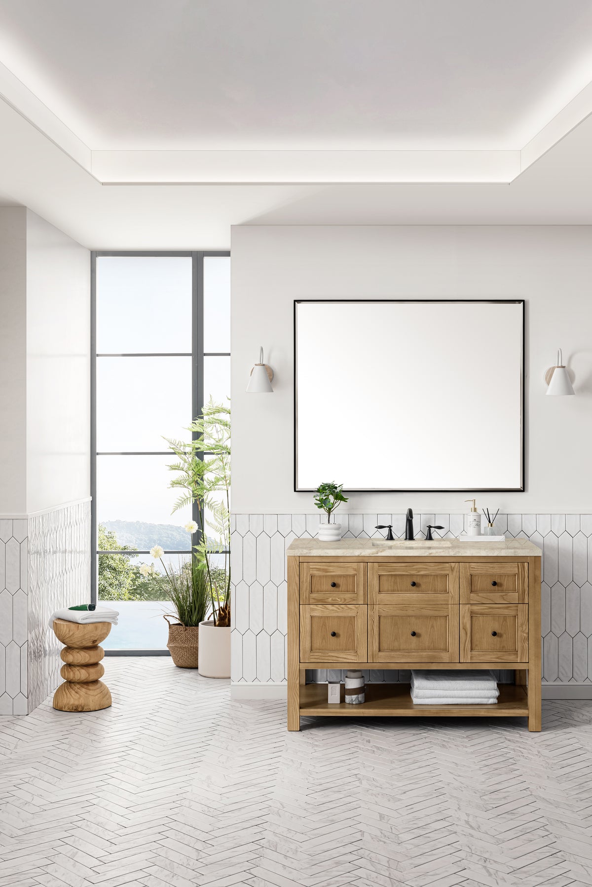 James Martin Vanities Breckenridge 48" Light Natural Oak Single Vanity With 3cm Tajnar Eclos Top and FreePower Wireless Charger