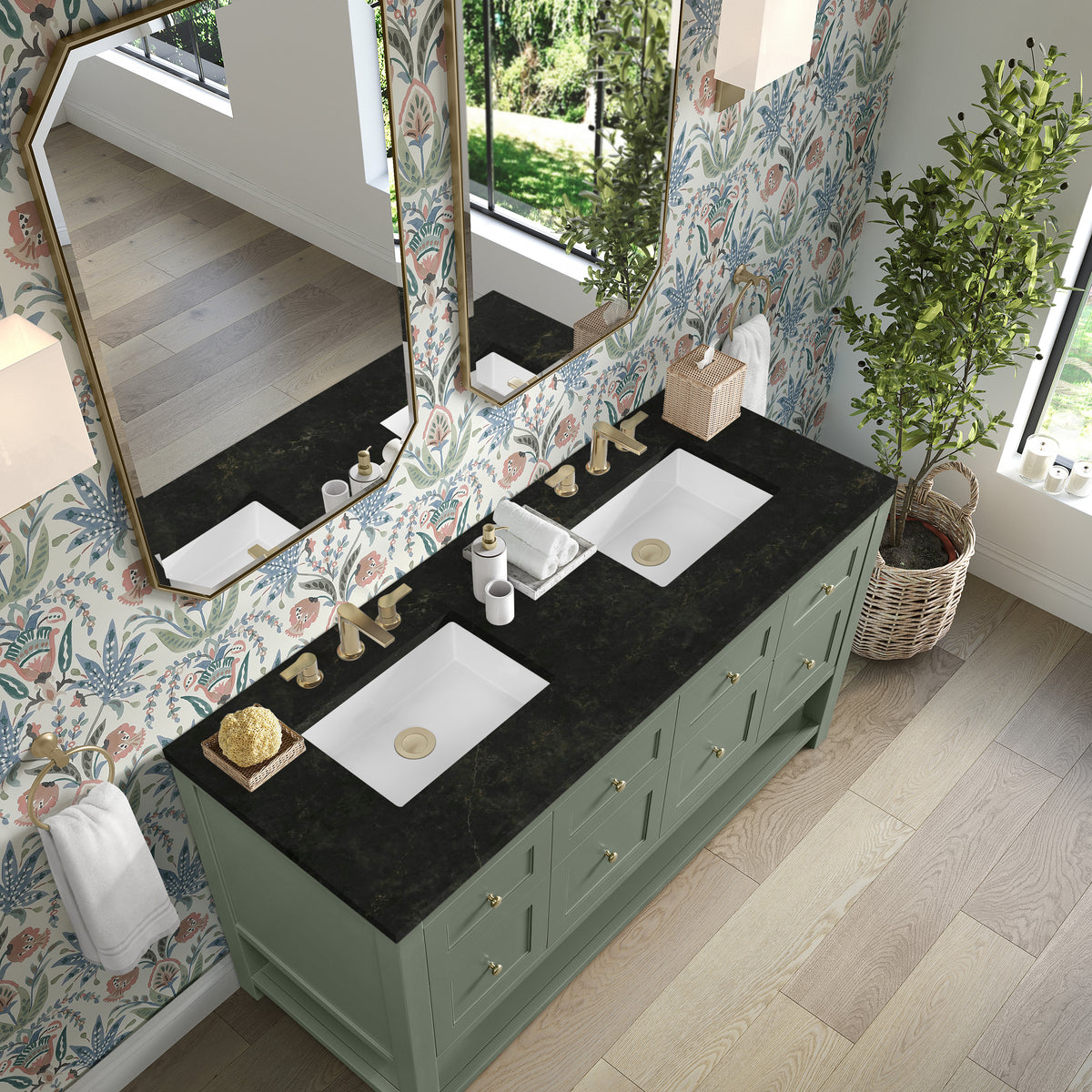 James Martin Vanities Breckenridge 60" Smokey Celadon Double Vanity With 3cm Phantome Eclos Top