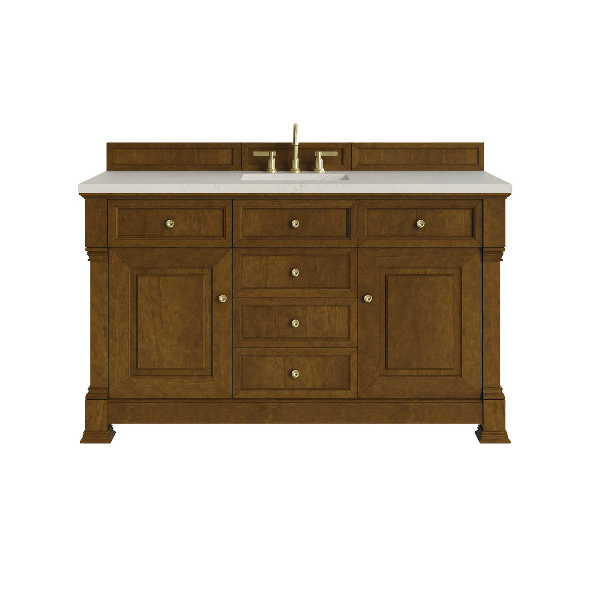 James Martin Vanities Brookfield 60" Honey Oak Single Vanity With 3 CM Siberian Silestone Top and FreePower Wireless Charger
