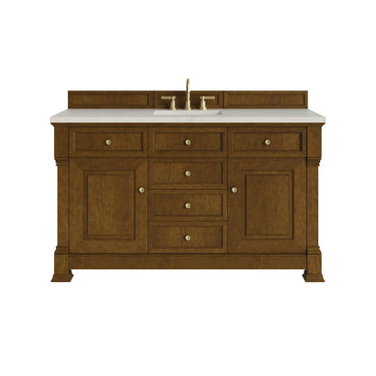 James Martin Vanities Brookfield 60" Honey Oak Single Vanity With 3 CM Siberian Silestone Top and FreePower Wireless Charger