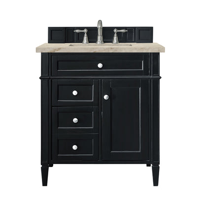 James Martin Vanities Brittany 30" Black Onyx Single Vanity With 3 CM Tajnar Eclos Top