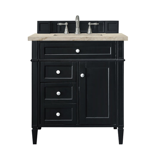 James Martin Vanities Brittany 30" Black Onyx Single Vanity With 3 CM Tajnar Eclos Top