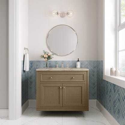 James Martin Vanities Chicago 36" Walnut Whisper Single Vanity With 3 CM Tajnar Eclos Top
