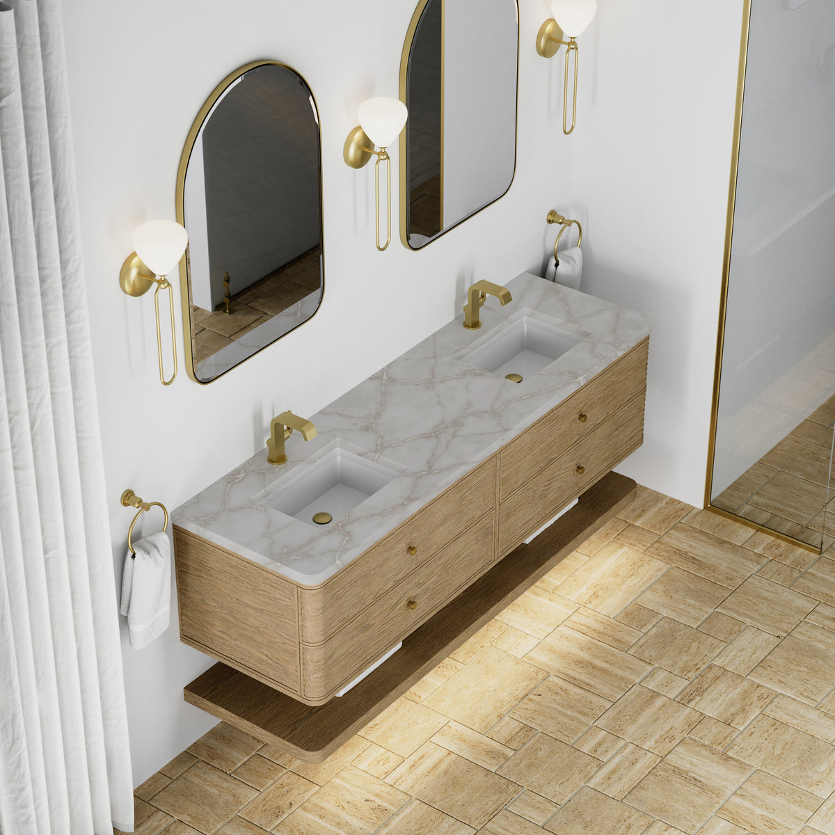 James Martin Vanities Allamari 72" Dune Mist Double Vanity With Single Hole 3 CM Victorian Silver Silestone Top