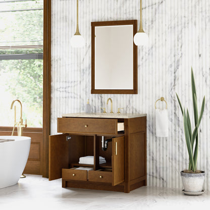 James Martin Vanities Bellshire 36" Honey Oak Single Vanity With 3 CM Tajnar Eclos Top