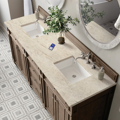 James Martin Vanities Bristol 72" Whitewashed Walnut Double Vanity With 3 CM Tajnar Eclos Top and FreePower Wireless Charger