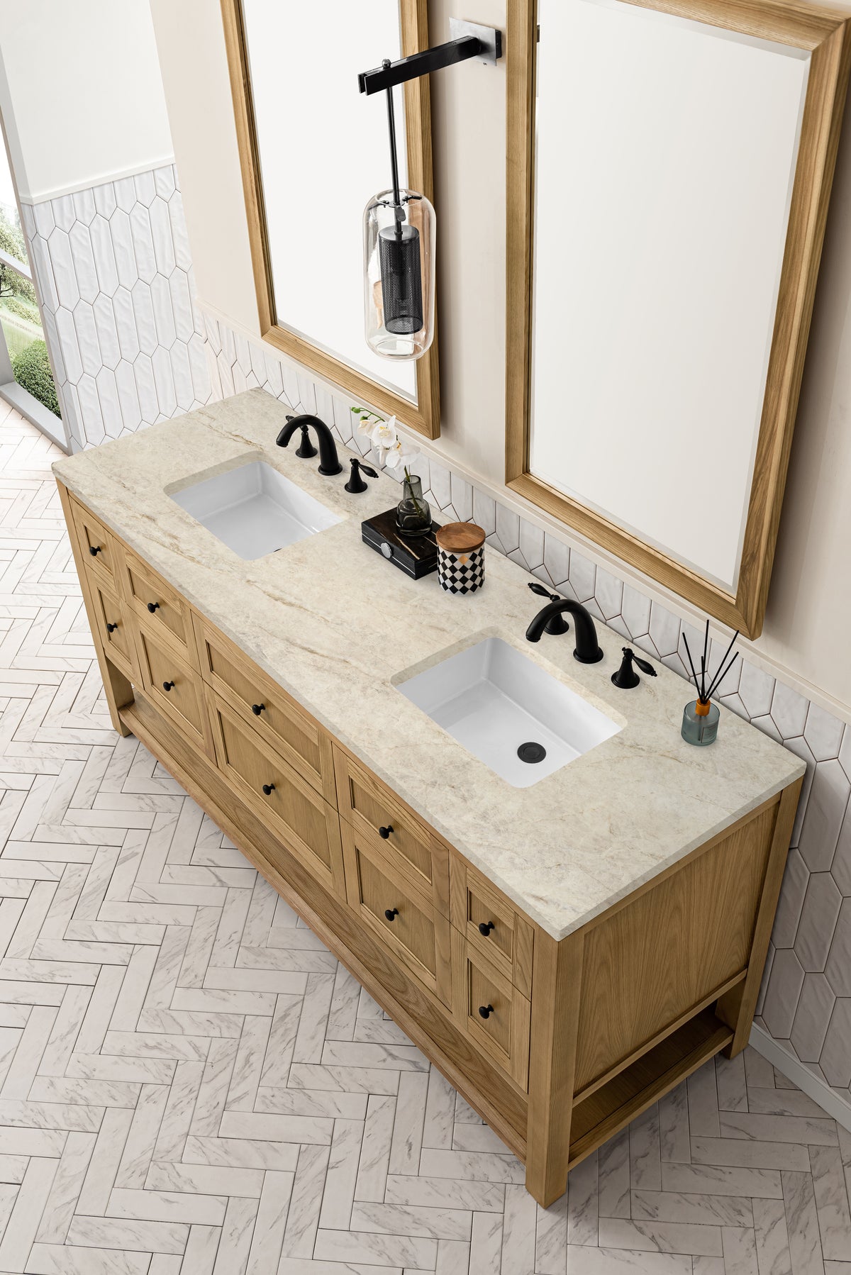 James Martin Vanities Breckenridge 72" Light Natural Oak Double Vanity With 3cm Tajnar Eclos Top