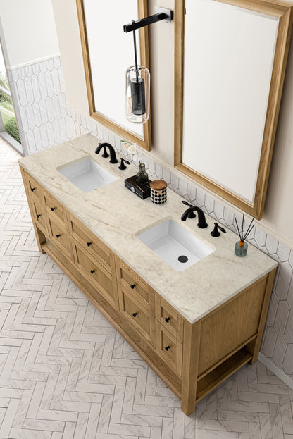 James Martin Vanities Breckenridge 72" Light Natural Oak Double Vanity With 3cm Tajnar Eclos Top