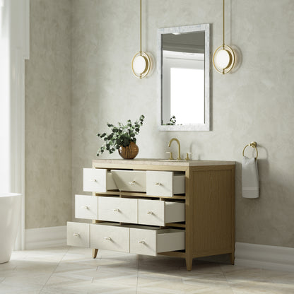 James Martin Vanities Celeste 48" Sunwashed Oak with Embossed Shagreen Single Vanity With 3 CM Tajnar Eclos Top